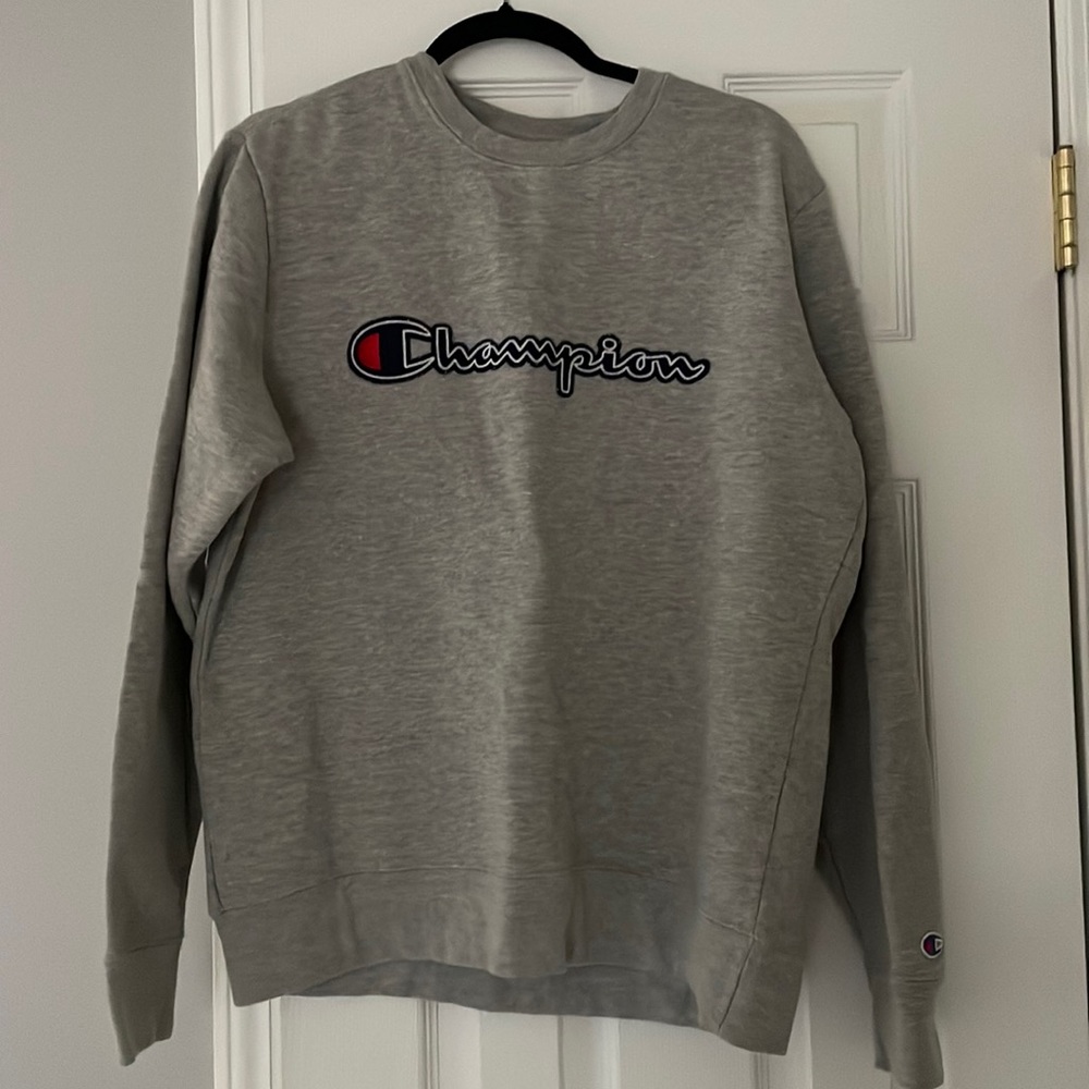 Champion Crewneck, Gray, size: M